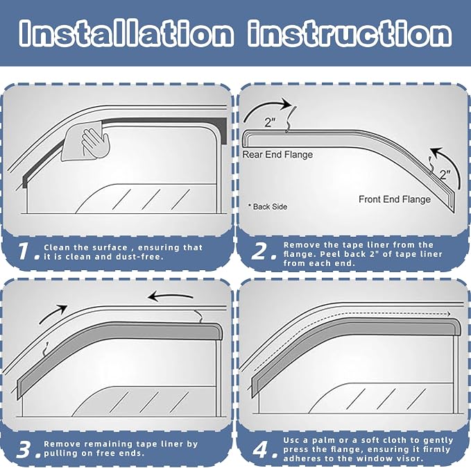 Window Visors Rain Guards fits 2014-2021 Cherokee, Out-Channel Window Wind - Image 5