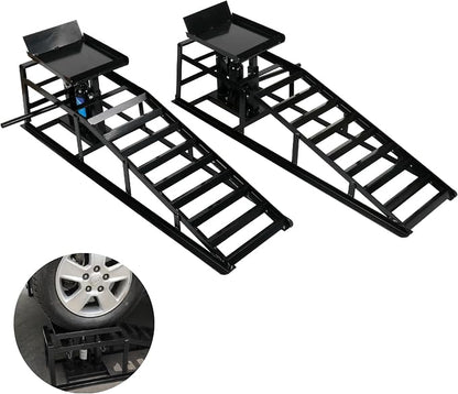 2 Pack Hydraulic Car Ramps 10, 000lbs/5T Capacity Low Profile Car Lift Service by higehio