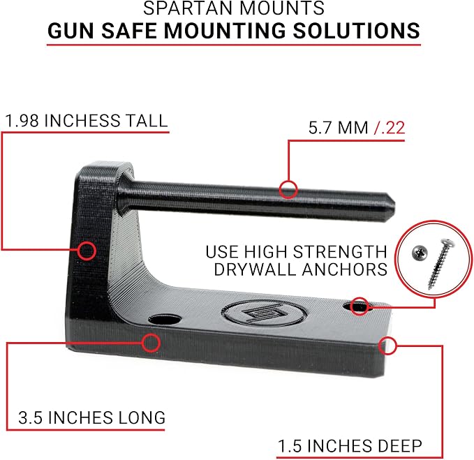 Spartan Mounts Universal Pistol Revolver Wall Mount | Display Hook Adapter Bore - Image 2