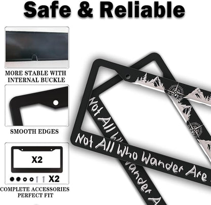 Metal License Plate Frame Black and White License Plate Frames Not All Who - Image 4