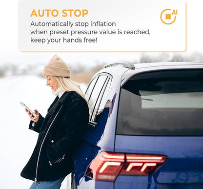 AP22 Tire Inflator Portable Air Compressor, 150 PSI Faster Inflation Cordless - Image 5
