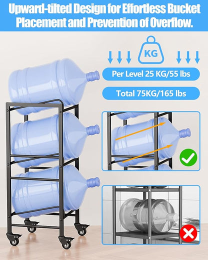 5 Gallon Water Jug Holder, Movable 3 Tier Heavy Duty Water Rack - Image 5
