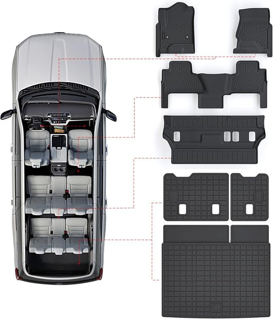 Floor Mats & Trunk Mat for Chevrolet Tahoe 2015-2020 Row Bucket Seat &GMC by SANBAN-AXE