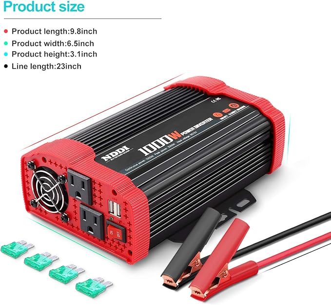 1000W Car Power Inverter, DC 12V to AC 110V Car Inverter - Image 4