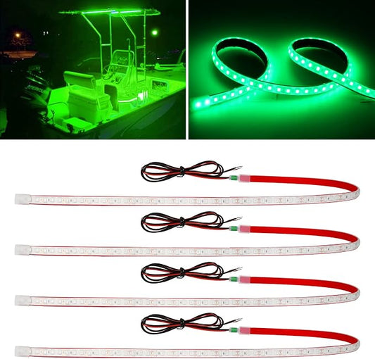 Green Led Strip Lights, 24inch 12V Interior Light Strip IP68 Waterproof Cuttable by DUOFU365