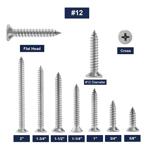 #12 x 1-1/4" Wood Screw 100Pcs 18-8 Stainless Steel Screws Flat Head Phillips - Image 3