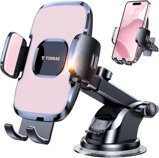 TORRAS Pink Phone Holders for Your Car【True Military-Grade & Strongest Suction】 by TORRAS