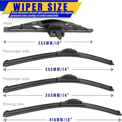 4 wipers Replacement for 2007-2014 Toyota FJ Cruiser, Windshield Wiper Blades - Image 2