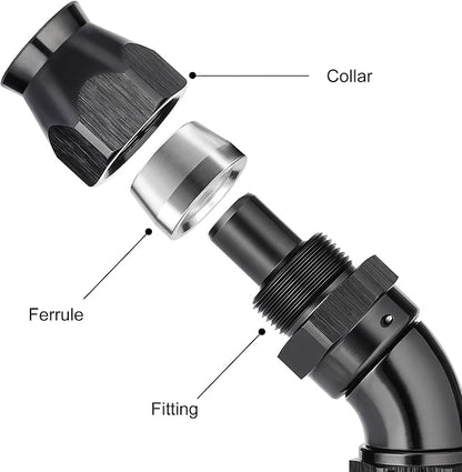 EVIL ENERGY 12AN 45 Degree PTFE One Piece Full Flow End Hose Fitting Aluminum - Image 2