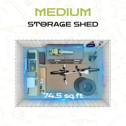 9.1' x 8.5' Outdoor Storage Shed, Sturdy Metal Building w/Windows & Lockable - Image 3