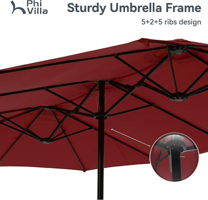 PHI VILLA 15ft Patio Umbrella Double-Sided Outdoor Market Extra Large Umbrella - Image 4