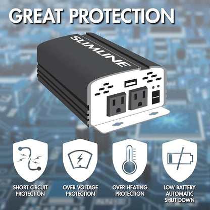 Wagan 3716 500W Slim Line AC to DC Inverter 500W TrueRated 1000W Surge Power - Image 4