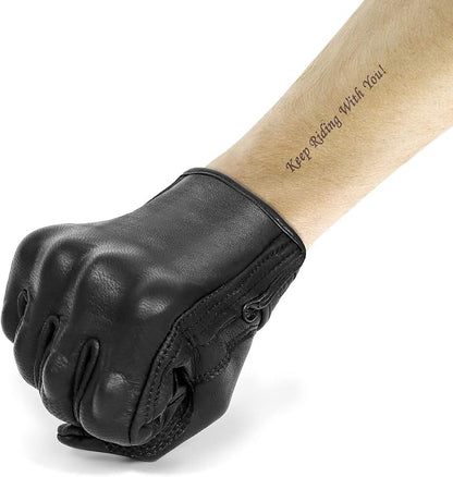 Updated Full Finger Men’s Leather Motorcycle Gloves Touchscreen & Armored - Image 4