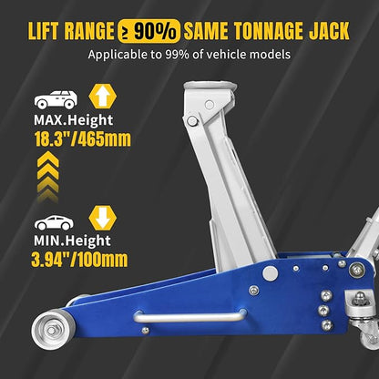 YELLOW JACKET Floor Jack 2.5 Ton Hydraulic Low Profile Aluminum and Steel - Image 3