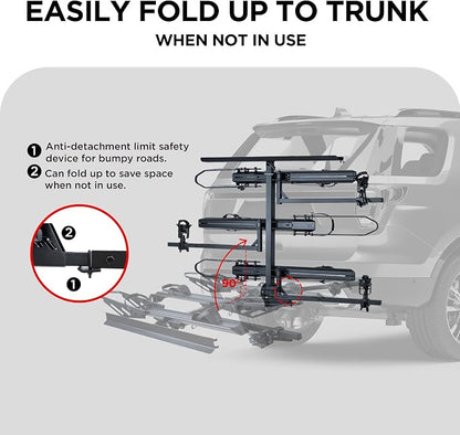 250LBS. Capacity Foldable 3-Ebike Rack - Image 4