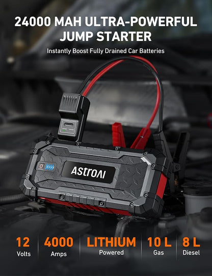 AstroAI S8 Ultra 4000A Peak Jump Starter, Up to All Gas/12L Diesel Engine - Image 2