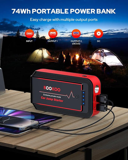Jump Starter 3000A, BOOKOO Car Battery Jumper Starter Portable, 12V Jump Start - Image 4