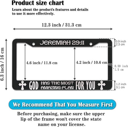 Plate Cover for Car Black and White License Plate Frames Jeremiah 29:11 God Has - Image 2
