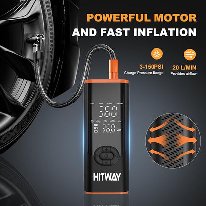 HITWAY Portable Electric Inflator Pump Supports up to 150PSI, fast inflation - Image 7