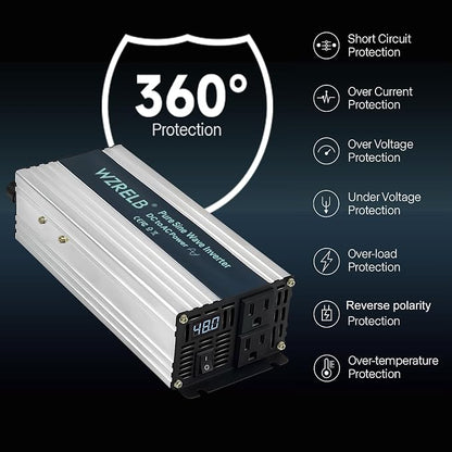 WZRELB 800W Pure Sine Wave Inverter 48V DC to 110V 120V AC Power Converter - Image 2