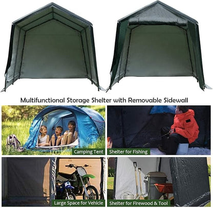 ERGOMASTER 8 Ft x 14 Ft Outdoor Carport Patio Storage Shelter Metal Frame and - Image 9