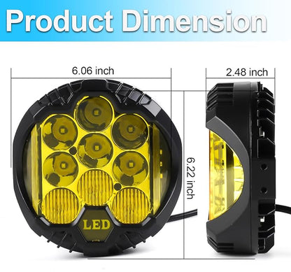 LIGBT 7 Inch Pair Amber Round LED Offroad Lights 90W Amber Yellow Off Road - Image 7