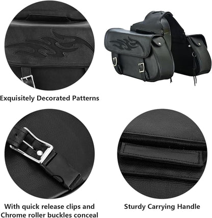 GARGOYLE BELLS Motorcycle Saddle Bags Leather Motorcycle Luggage Bag - Image 3