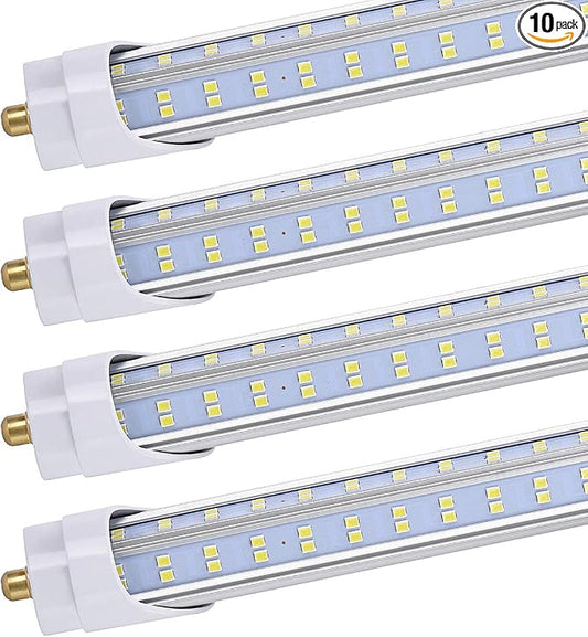 (Pack of 10 8 Foot LED Bulbs, 150W 18800lm 6000K, Super Bright, T8 T10 T12 LED by FTUBET