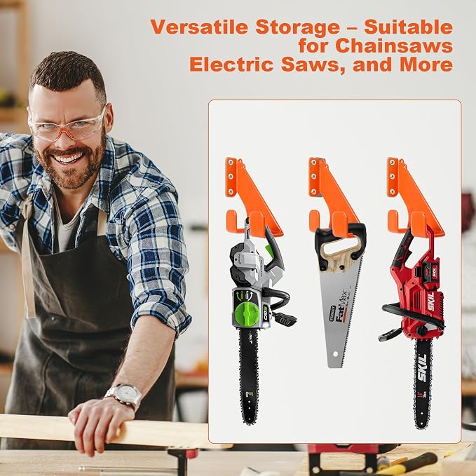 Chainsaw Hanger, Heavy Duty Chainsaw Hanger, 2 Pack Wall Mount Rack, Durable - Image 7