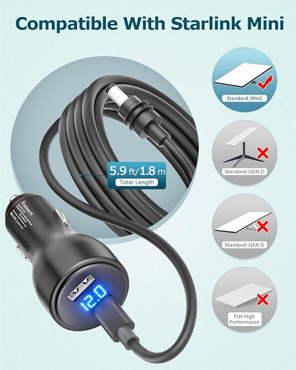Starlink Mini USB C Power Cable 5.9FT 3 in 1 Starlink Mini Car Adapter DC Power - Image 4