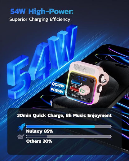 Nulaxy 54W Bluetooth 5.3 Car Adapter - Image 2