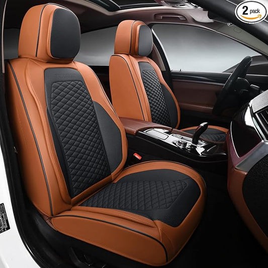 Seat Covers for Cars Full Set, Leather Seat Covers 2 Pack, Breathable Leather by truckerset