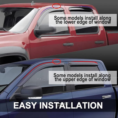 4pcs Out-Channel Tape On Side Wind Deflector, Dark Smoke Sun Rain Guards - Image 2