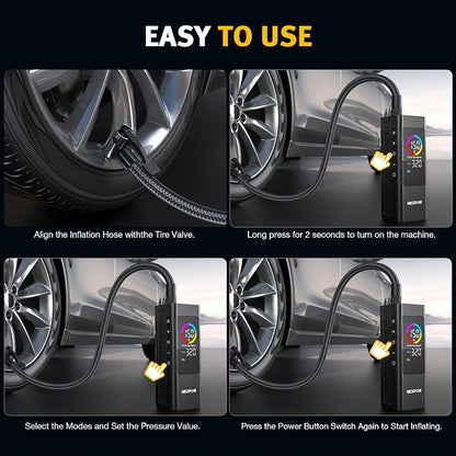 NEXPOW 150 PSI Tire Inflator Portable Air Compressor, 12000mAh Battery Auto - Image 8