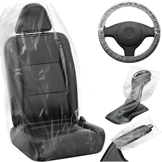 MYFAMIREA 250 PCS Disposable Car Seat Covers Clear Plastic Vehicle Seat by MYFAMIREA