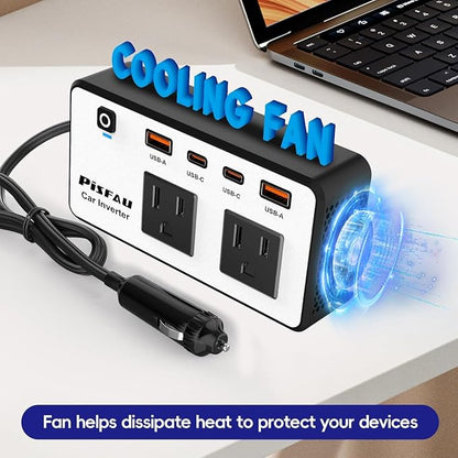 300W Car Power Inverter 12V to 110V，PiSFAU DC to AC Car Plug in Adapter Outlet - Image 4