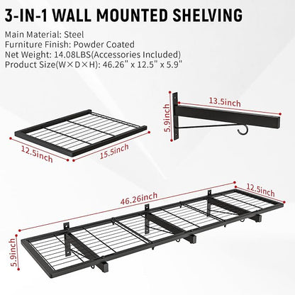 Garage Wall Shelves, 1 Shelf, Modern Style, Heavy Duty, 160 LBS Capacity - Image 2