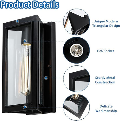Outdoor Wall Lights, Modern Black Exterior Light Fixture Wall Mount - Image 3