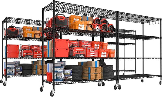 PrimeZone 5 Packs 55.5" W x 24" D x 80" H Heavy Duty Wire Storage Shelves by PrimeZone