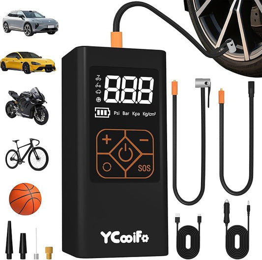 150 PSI Tire Inflator Portable Air Compressor, 8000mAh Battery Auto Shut-Off by YCOOIFO