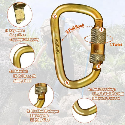DEKABR Heavy Duty Alloy Steel Auto-Locking Climbing Carabiner - Image 7