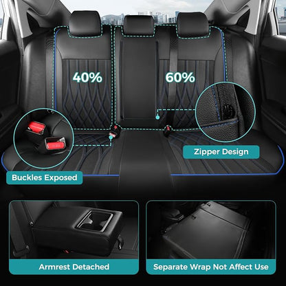 Seat Covers for Honda Civic Sedan LX 2016 2017 2018 2019 2020 2021, Faux - Image 4