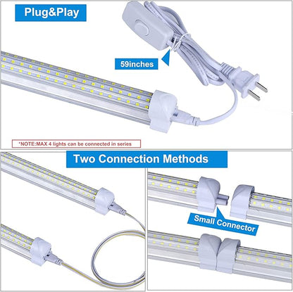 20 Pack, LED Shop Light, 8FT 144W 14500LM 6000K, Cold White, U Shape, Hight - Image 4