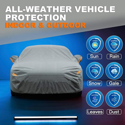 Kayme Heavy Duty Car Cover Waterproof All Weather, Full Exterior Covers Sun - Image 5