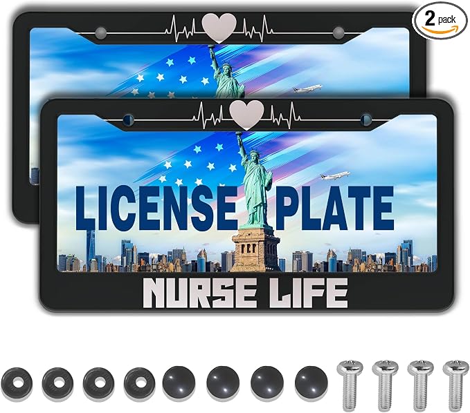License Plate Protector Black and White License Plate Frames Nurse Life by Unknown