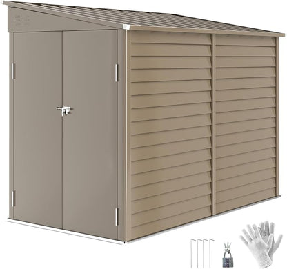 Outsunny 4.6' x 9' Steel Outdoor Storage Shed, Lean to Shed, Metal Tool House - Image 9