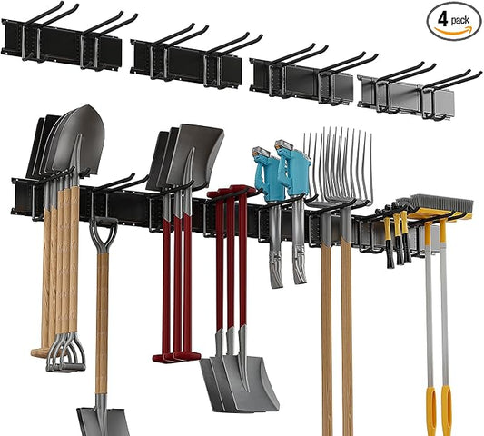 Garage Tool Rack Wall Mount – 64 inches Heavy-Duty Garden Tool Holder by BJONKZ