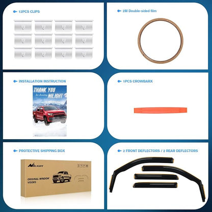 Nilight Durable Rain Guards for Ford F150 Super Crew 2009-2014, F150 SVT Raptor - Image 5