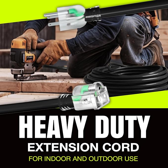 10ft Outdoor/Indoor Extension Cord 10/3 Gauge Ultra Heavy Duty 3 Prong SJTW - Image 7
