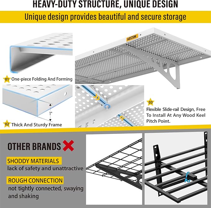 2-Pack 1.64x4ft Adjustable Garage Wall Shelving 560lbs Load Capacity Heavy Duty - Image 4